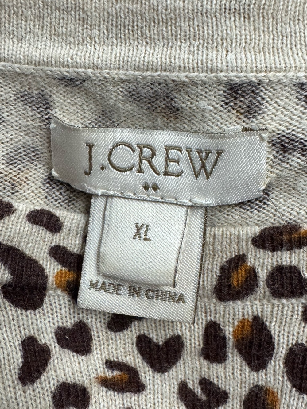 J. Crew Leopard Print Cotton Tee Shirt Women’s XL